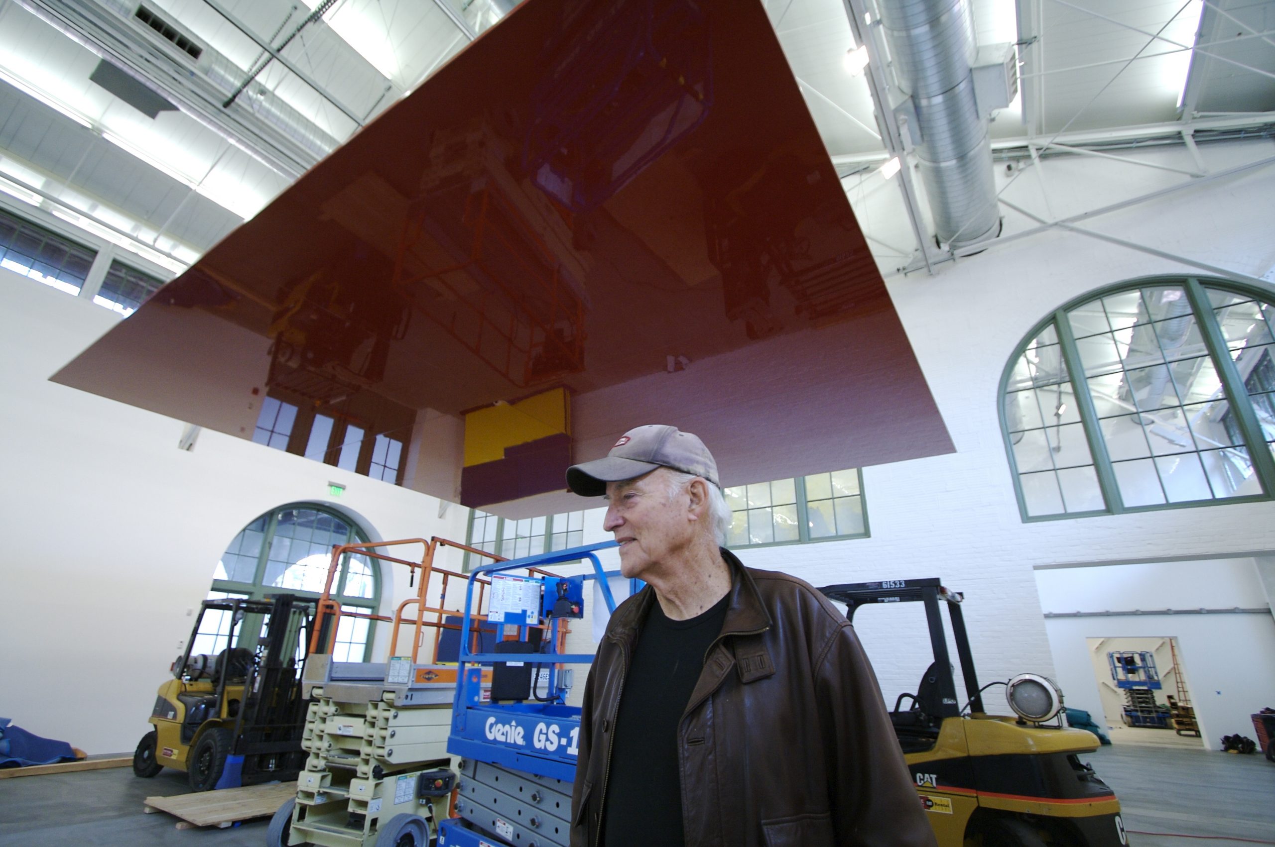 artist Robert Irwin working on production of an installation within the museum of contemporary art in Downtown San Diego