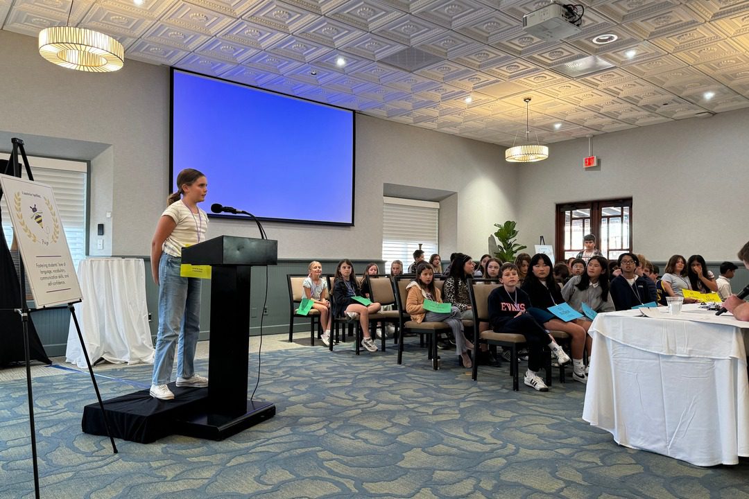 Fourth- and fifth-grade students compete for the Coastwise Spelling Prize.