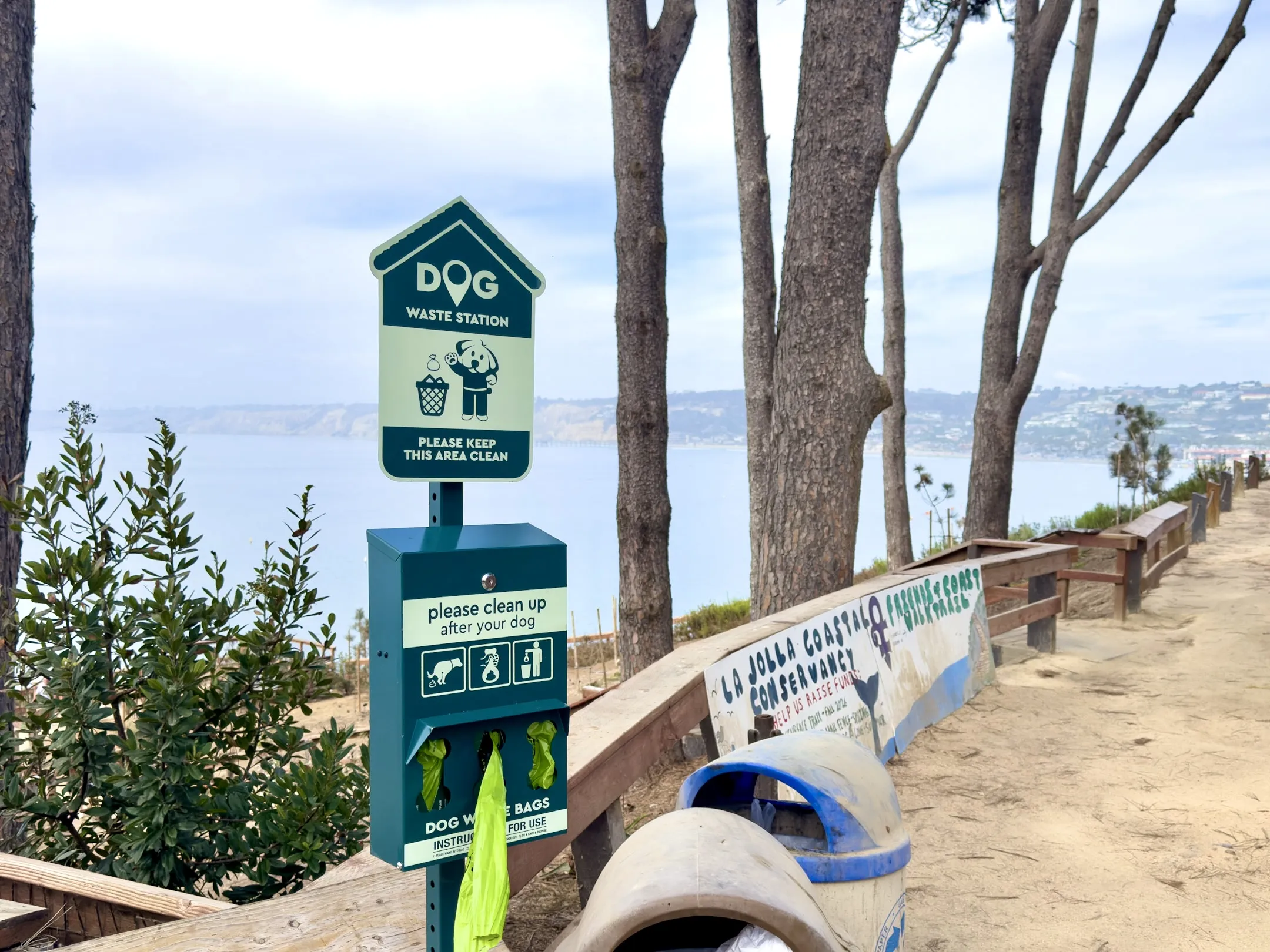 New dog waste station at Coast Walk Trail.